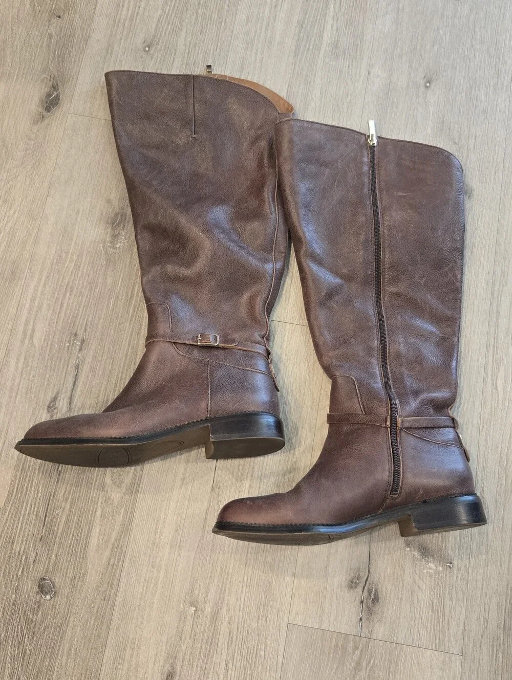 Franco Sarto Haylie Brown Wide Calf Leather Riding Boots Sz 9